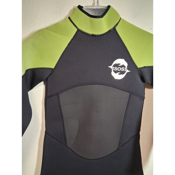 ISOSI WetSuit Diving Beach Summer Ocean Water Black/Green Unisex Child Sz 12 AL2 - Picture 2 of 5